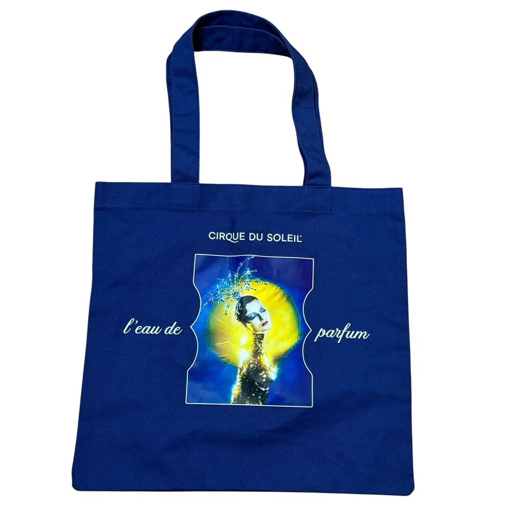 Cirque Du Soleil L’eau de Parfum Blue Canvas Tote Bag 16 x 17” Cotton Reusable